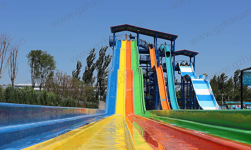 河北保定海森水上大世界彩虹滑梯、高速滑梯、家庭宽滑梯组合平台